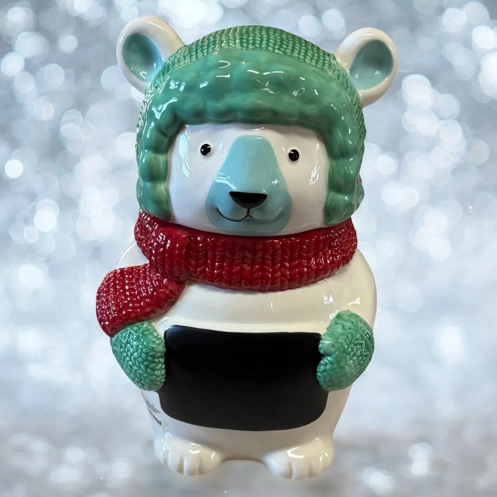 St. Nicholas Square Polar Bear Chalkboard Cookie Jar